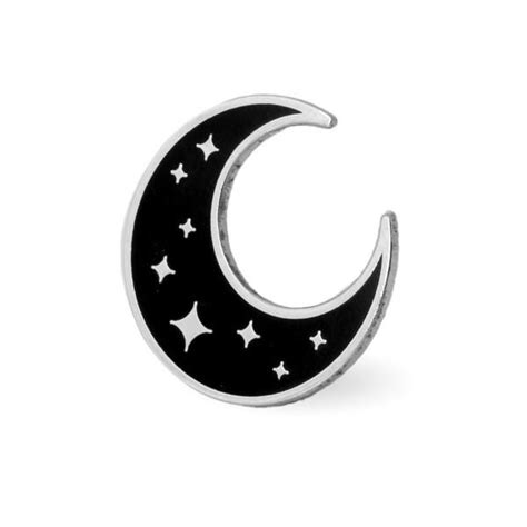 crescent moon pin black enamel pin patches cute pins