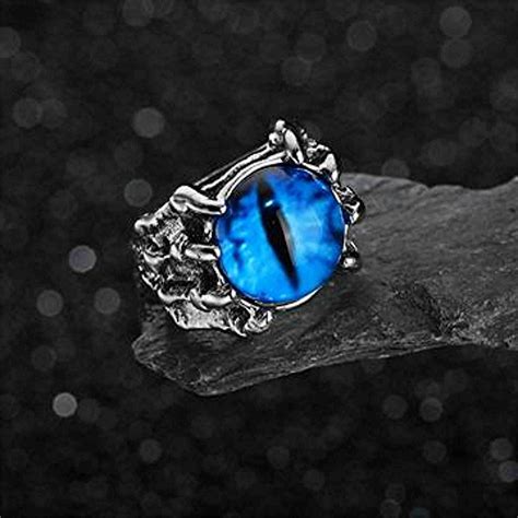 silver dragon eye blue ring