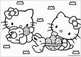 Kitty Hello Easter Pages Coloring Eggs Color sketch template