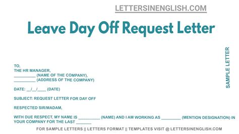 leave day  request letter sample letter requesting day  youtube