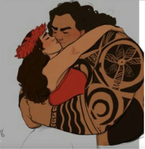 Older Moana And Maui S Romantic Kiss Moment Disney Princess Art