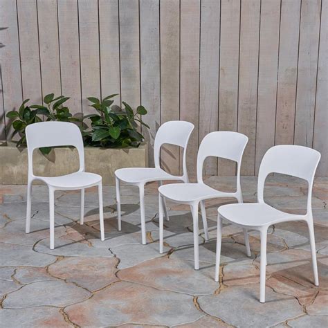 noble house katherina white armless plastic outdoor dining chairs