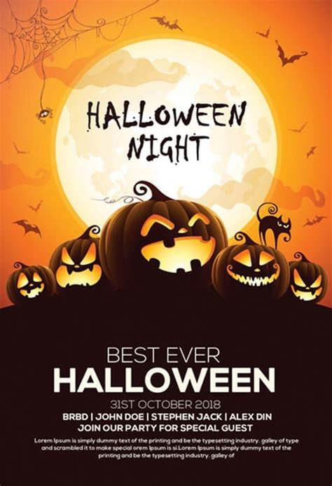 freepsdflyer  halloween party invitation flyer template