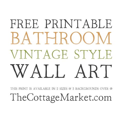 printable bathroom vintage style wall art  cottage market