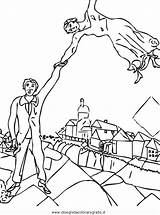 Chagall Disegno Opere Quadri Passeggiata Promenade Stampare Scuola Fare Misti Famosi Quadro Supercoloring Como Arlecchino Mondrian Ciao Meglio Conoscere Bellissimo sketch template
