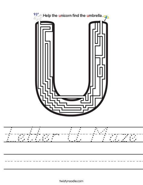 letter  maze worksheet dnealian twisty noodle