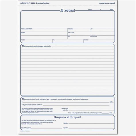 printable contractor bid forms