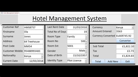 create hotel management system  microsoft access   vba full tutorial youtube
