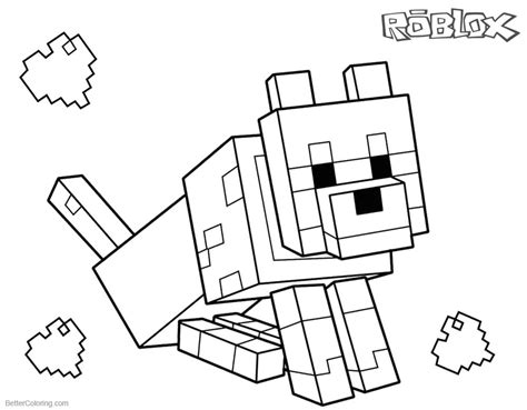 roblox coloring pages minecraft dog  printable coloring pages