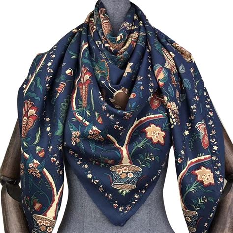 luxury brand silk scarf women large shawls floral print stoles square
