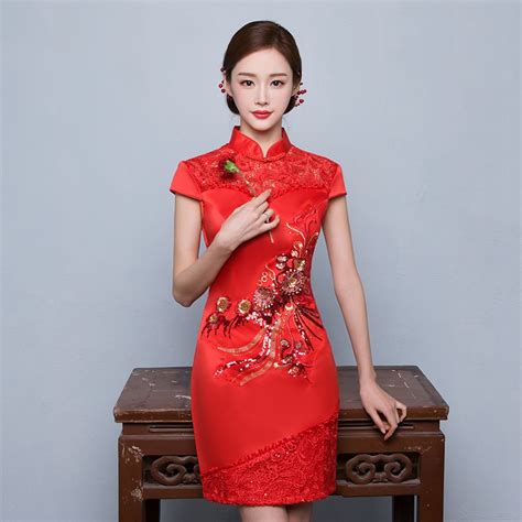modern chinese traditional dress women bride wedding qipao embroidery