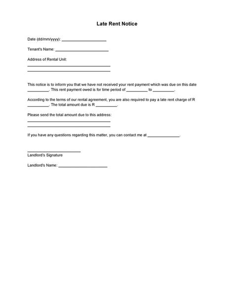 image  notice  late rent payment template   letter