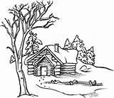 Cabin Log Drawing Pages Coloring Christmas Patterns Woods Scene Burning Wood Winter Scenes Sheets Stamps Drawings Printable Embroidery Book House sketch template