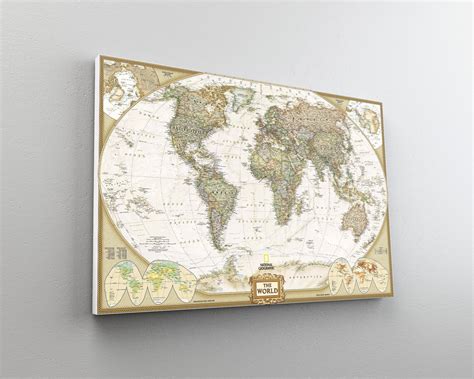world map canvas print national geographic poster earth etsy