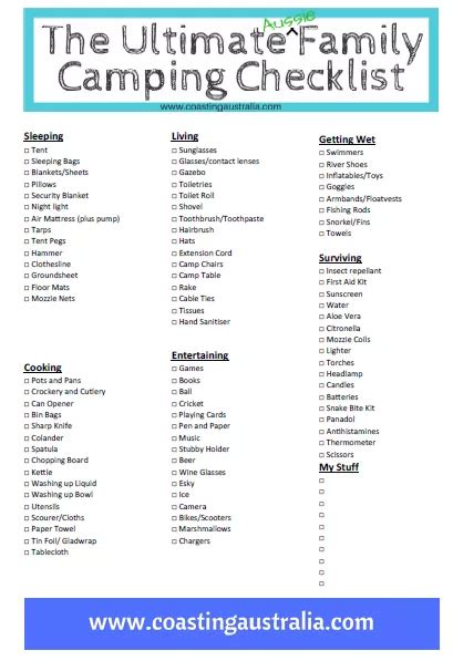 ultimate aussie family camping checklist coasting australia