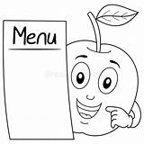 Menu Coloring Kids Illustration Apple Character Blank Cheerful Smiling Holding Cartoon Red Isolated Dreamstime Illustrations Vectors sketch template