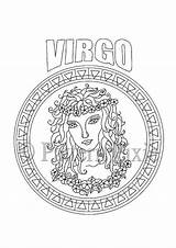 Coloring Virgo Pages Adult Etsy Zodiac Sold sketch template