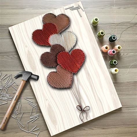 heart string art kit diy kit includes  craft supplies etsy