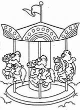 Round Merry Go Coloring Pages Carousel Kids Horse Getcolorings Color sketch template