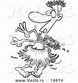 Drunk Vector Cartoon Outlined Hula Dancing Coloring Man Royalty Stock sketch template