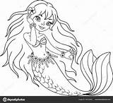 Coloring Mermaid Stock Illustration Depositphotos sketch template