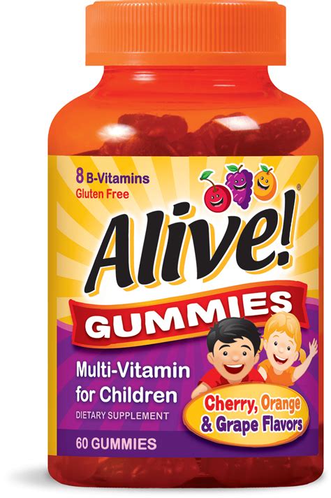 alive childrens gummy multivitamin supplement cherry orange grape  gummies walmartcom