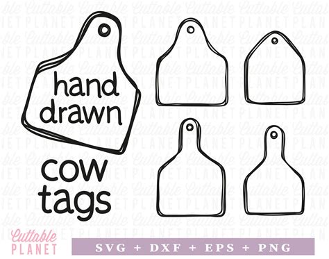 hand drawn  tag outline svg dxf eps png  ear tag etsy
