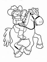 Pages Coloring Cowgirl Horses sketch template