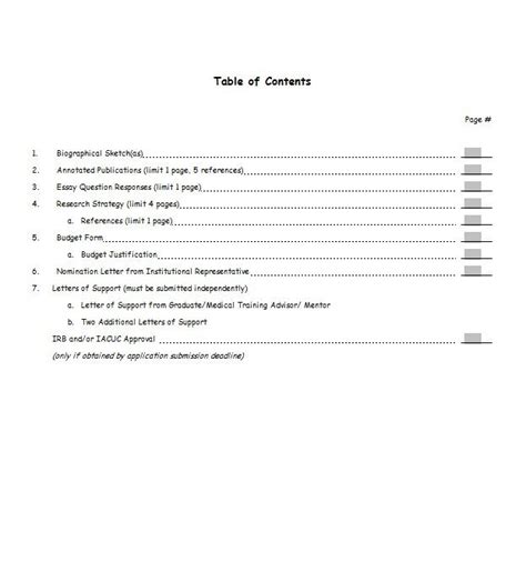 table  contents template   essay format table  contents