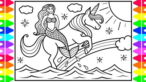 mermaid unicorn coloring pages  kids  magical coloring pages