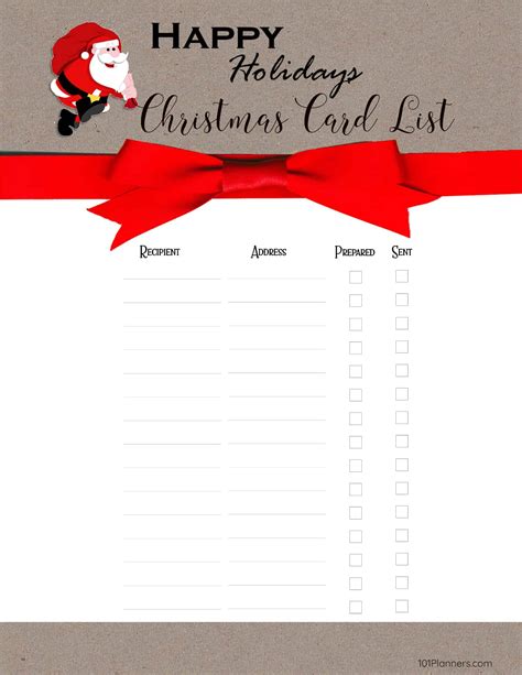 printable christmas gift list template