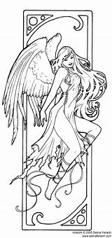 Coloring Pages Printable Fairy Angel Adult Mermaid Colouring Selina Fenech Fantasy Color Gif Coloriage Books Enchanted Designs Sheets Kids Stokes sketch template