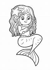 Mermaid Coloring Pages Activities Girls Little Cute Easy Printable Kids Pretty sketch template