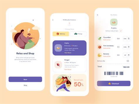 grocery delivery app ui  zuairia  dribbble