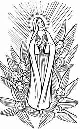 Catholic Virgin Assumption Blessed Vierge Woodblock Immaculate Rosary Conception Coloringhome Feast Saints Coloriage Sainte Adults Orthodox Colorier Färgläggningssidor sketch template
