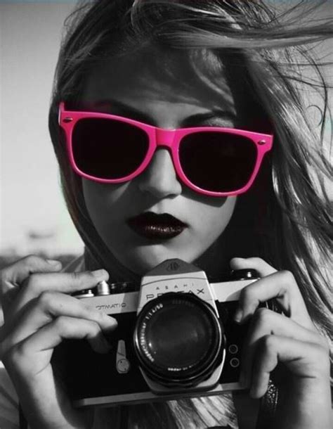 Hot Pink Pink Sunglasses Girls With Cameras Color Splash Photography