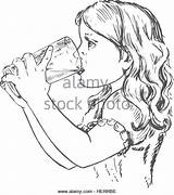 Water Drinking Drawing Girl Female Child Getdrawings Nose Little sketch template