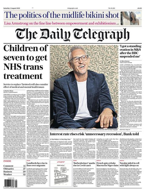 Daily Telegraph Front Page 5th Of August 2023 Tomorrow S Papers Today