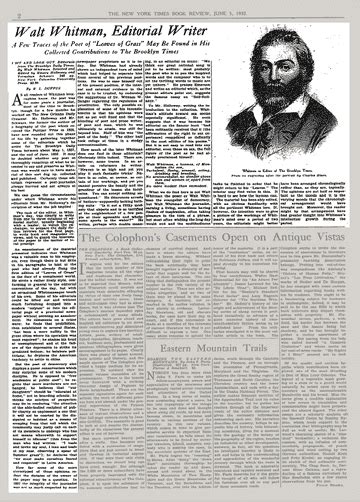 Walt Whitman Editorial Writer A Few Traces Of The Poet Of Leaves Of