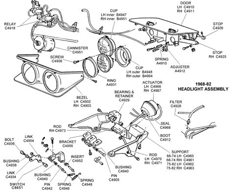 headlight assembly diagram view chicago corvette supply