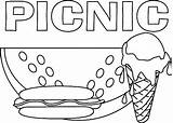 Picnic Coloring Food Kids Pages Delicious Netart Preschool Foods Basket Picnics sketch template