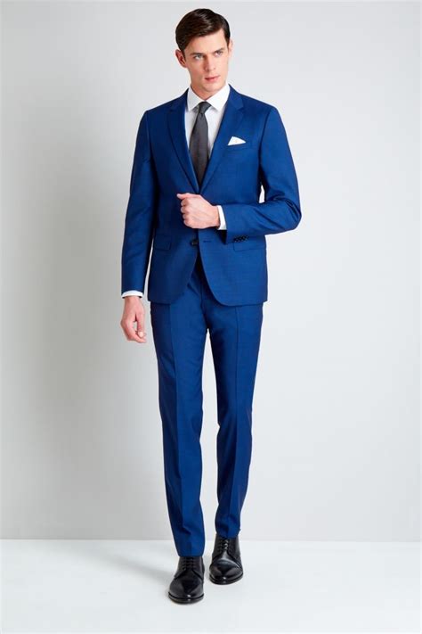 hugo  hugo boss bright blue pindot jacket mens suits casual mens suits navy mens suits