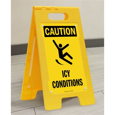 caution icy conditions floorboss xl  standing sign sku sf