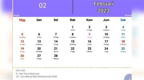 kalender jawa hari   februari  tanggalan jawa sabtu kliwon tribunjatengcom