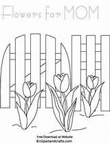 Coloring Fence Mothers Garden Flowers Pages Color Mother Flower Mom Tulip sketch template