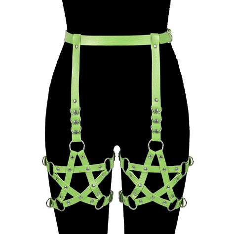 pentagram sexy lingerie harness bra dance rave wear leather straps
