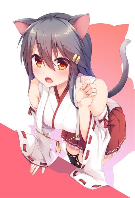 Female Anime Character With Tail Digital Art Kantai Collection Haruna