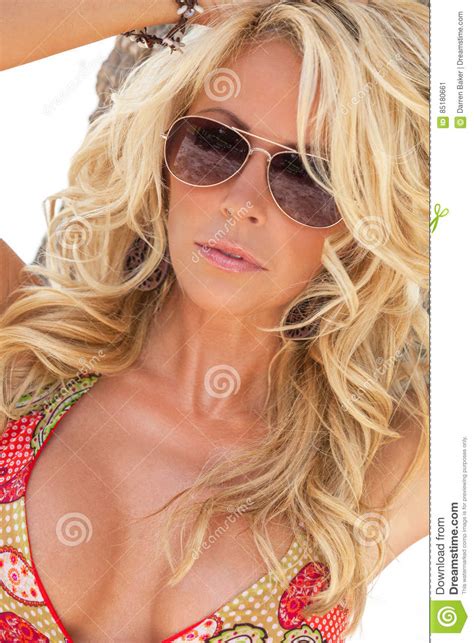 blond girl woman in aviator sunglasses stock image image of sunshine