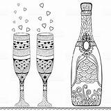 Champagne Zentangle sketch template