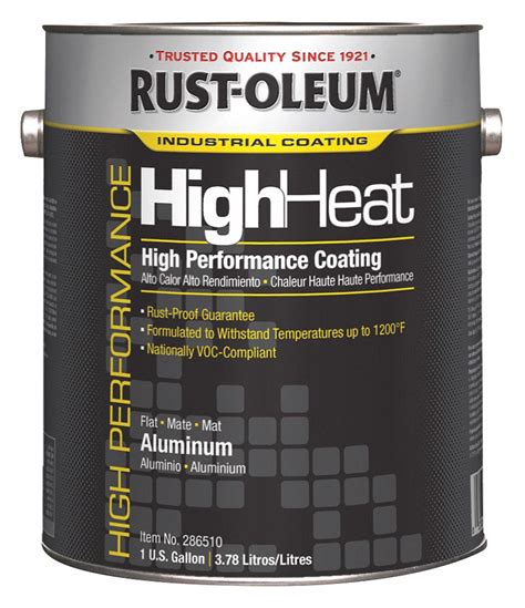 rust oleum heat resistant coating aluminum  gal    sq ft coverage    temp